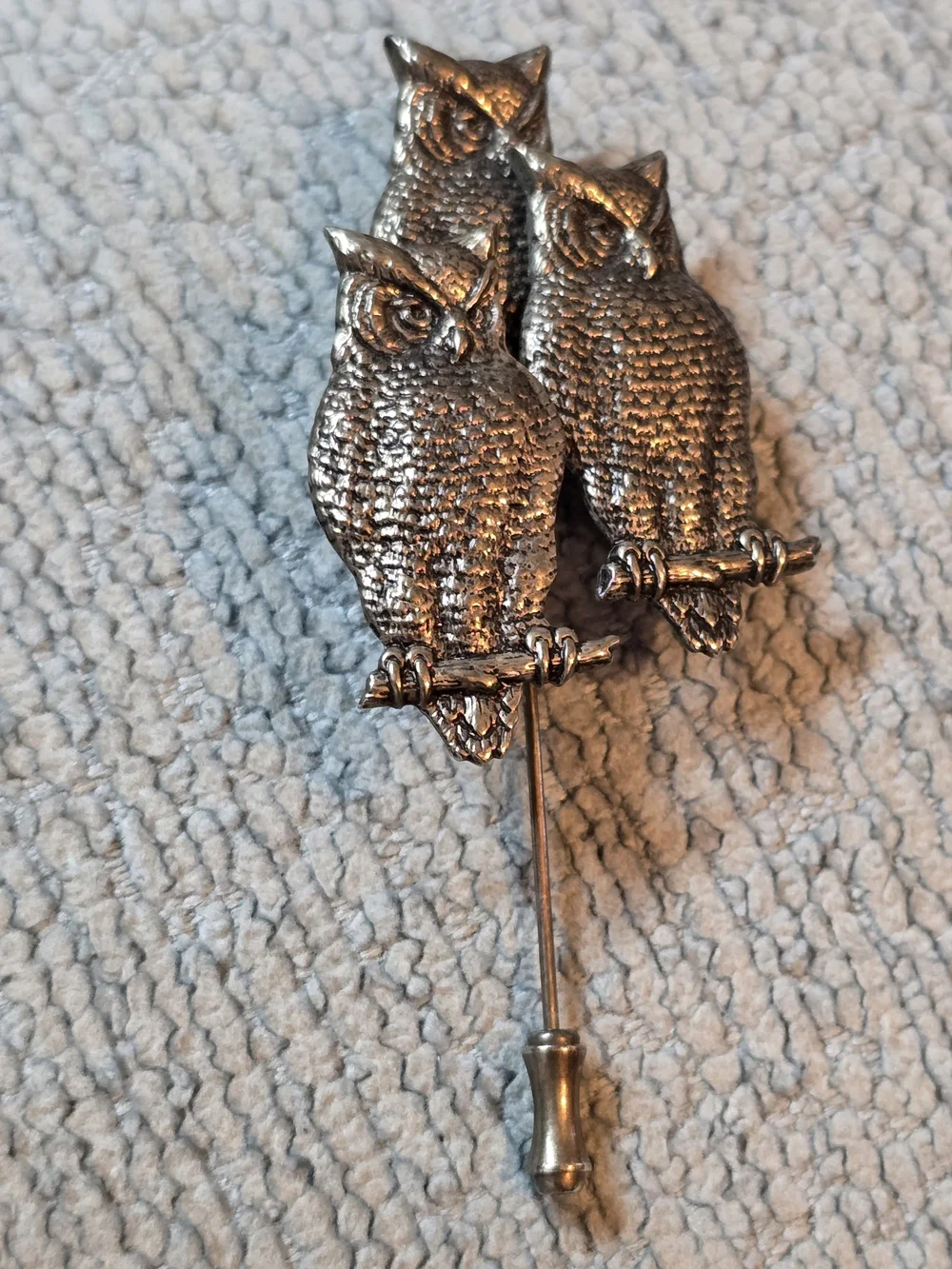 Silver Owl Trio Stick Pin 3.5